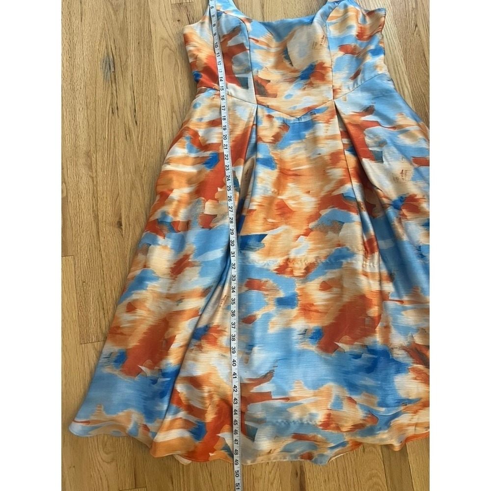 Sleeveless Midi Dress in Blue & Orange Abstract Print - Picture 11 of 11